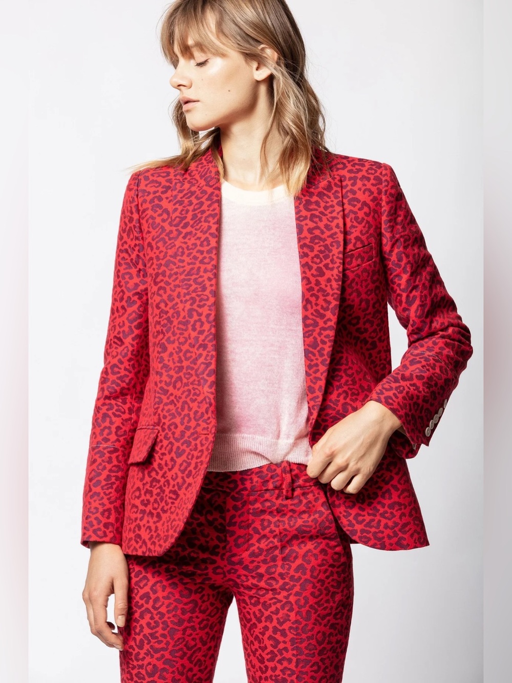 Zadig & Voltaire Viking Jac Jacquard Structured Tailored Animal Print Blazer.